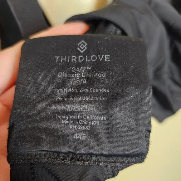 ThirdLove 24/7 Classic Unlined Bra Black Underwire Adjustable Straps 44E - Picture 6 of 7